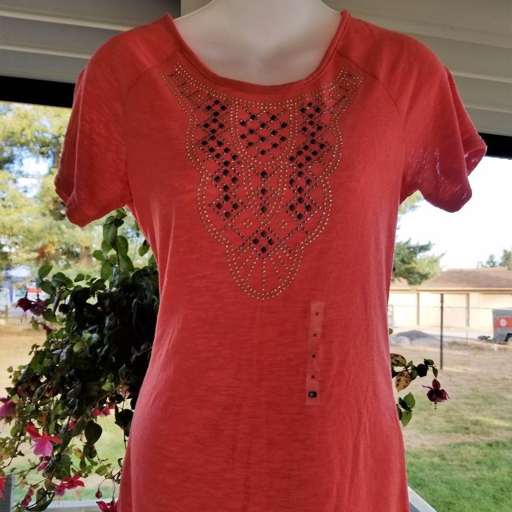 NWT Daytrip "Dusty Cherry" Aztec Embellished Top